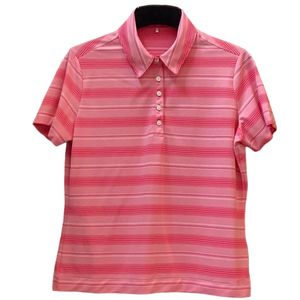 Nike gold dri-fit Striped Pink Polo Shirt. Women’s size large